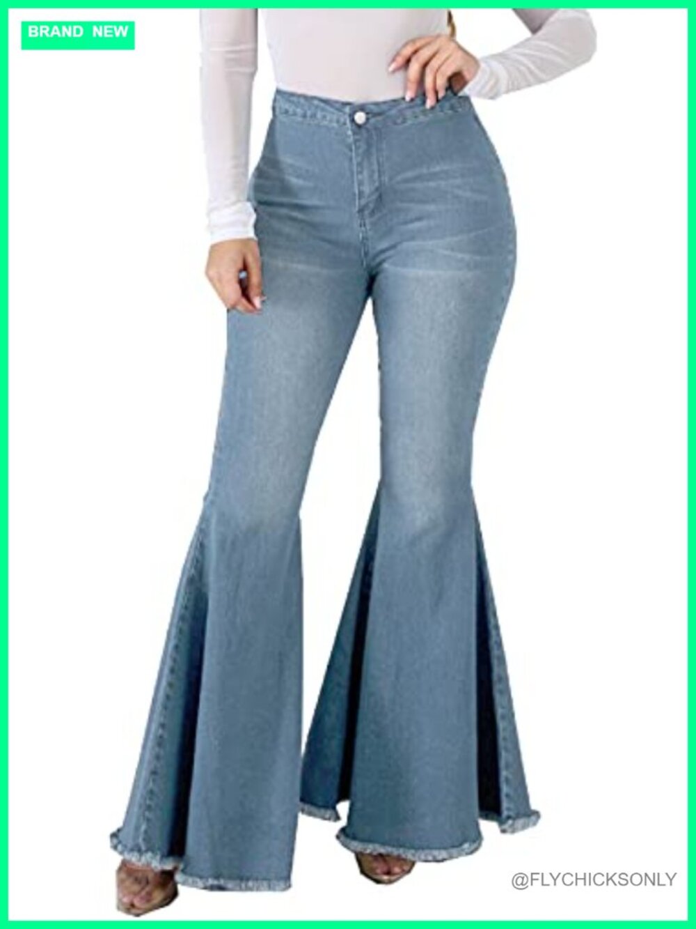 High Waisted Stretchy Ripped Denim Flare Bell Bottom Jeans